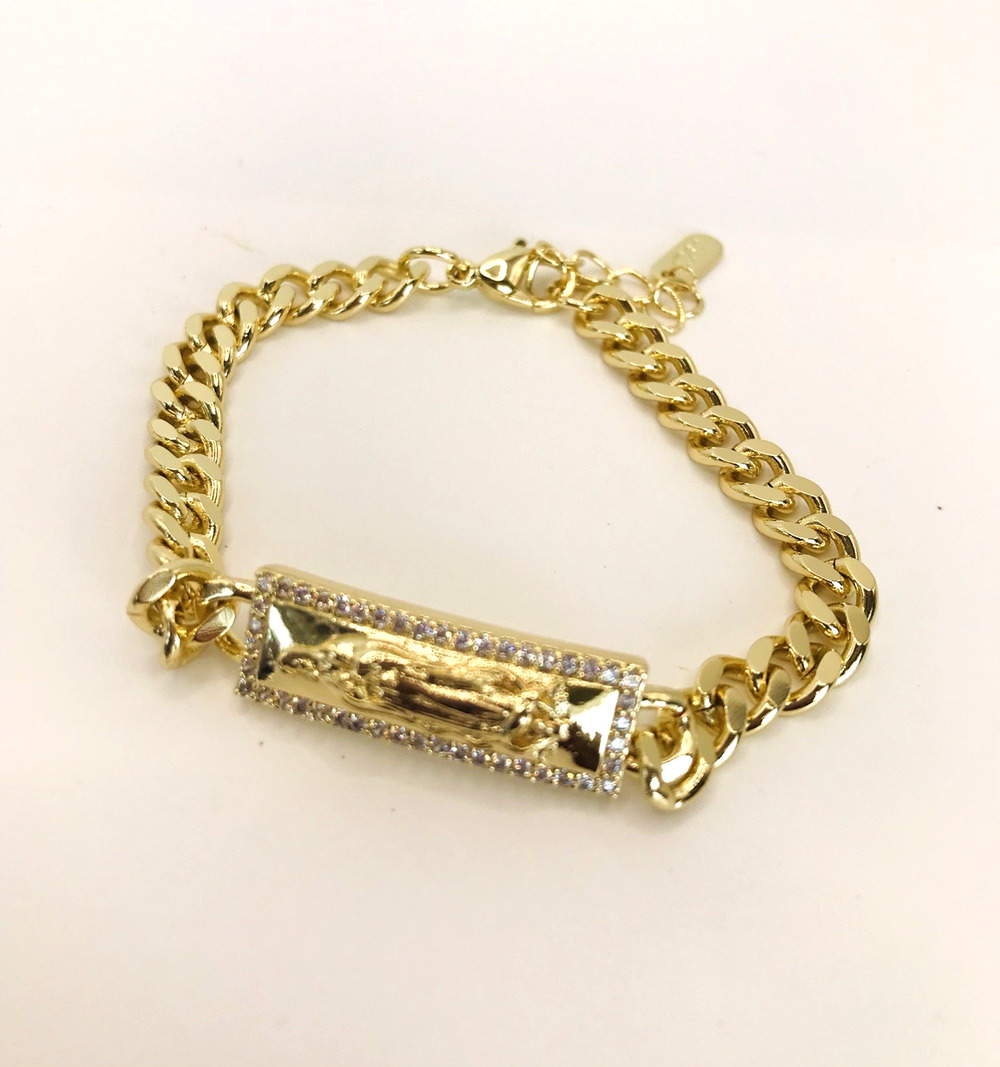 14K Gold Plated Virgin Mary Bracelet Oro Laminado Virgen De Guadalupe Pulsera